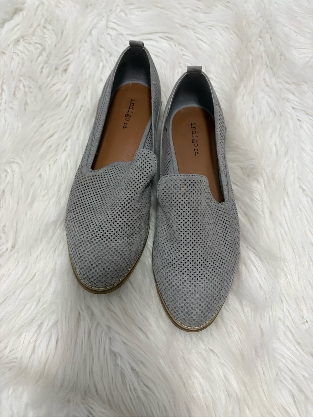 Indigo Rd. Gray Blue Perforated Slip-On Casual Loafers